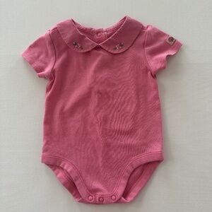 Janie and Jack 0-3 Months Baby Girl Pink Flower Embroidered Bodysuit